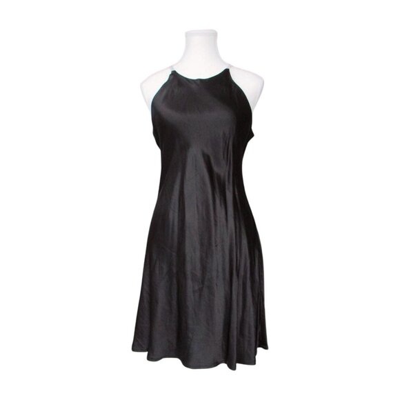 Vintage 90s Pariscope Made in Canada Black Mini Dress with Crystal Bling Straps - Picture 1 of 8